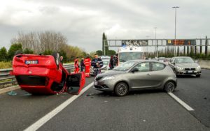 a flipped car